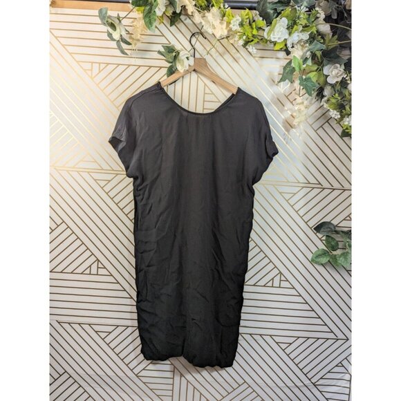 Madewell Women's J8573 Downtown Tie Back Black Drapey Swing T-Shirt Dress Small - Picture 1 of 7